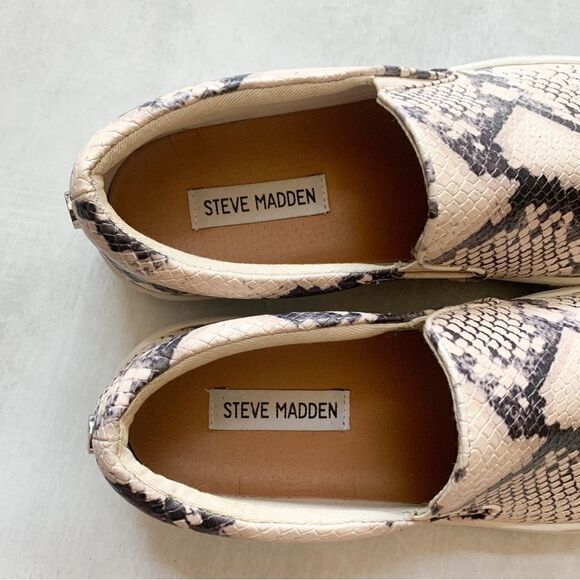 Steve Madden Gills Beige Snake Platform Slip on Sneakers - Picture 6 of 6